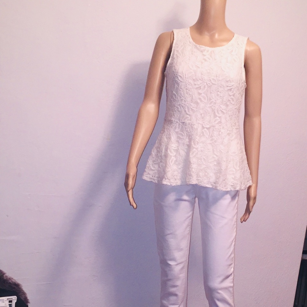 10113 White lace lined blouse size 6 - Picture 5 of 5